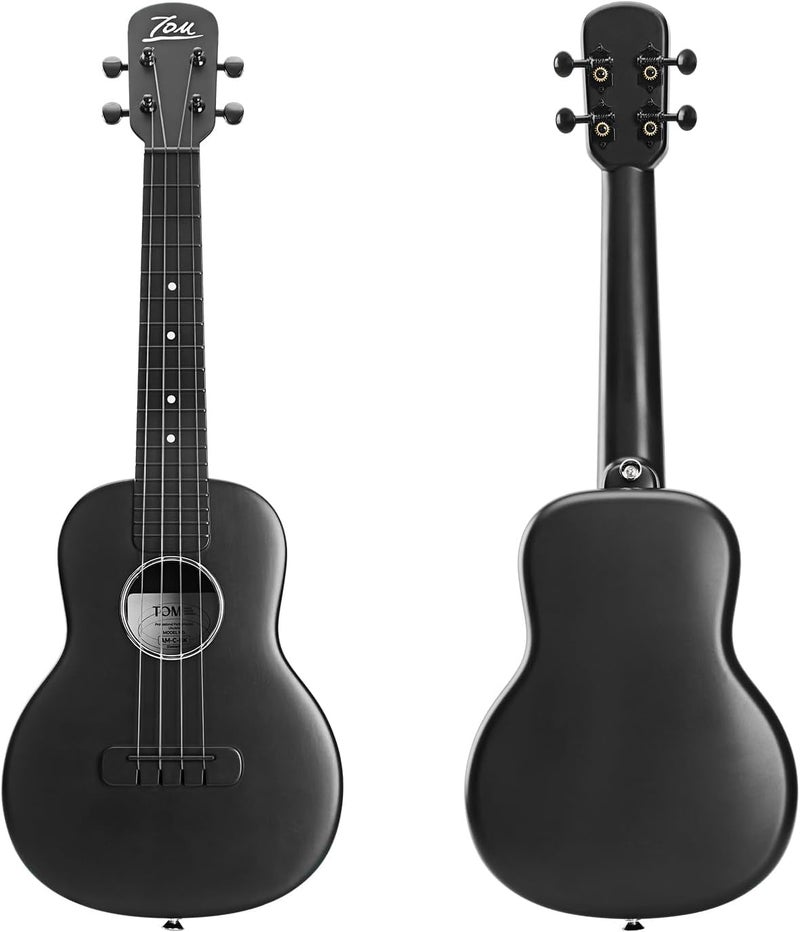 TOM 23" Carbon Fiber Concert Ukulele – Upgraded Ukelele Kit with Quick Locking Strap, Waterproof, Ultra-Lightweight (1.25 lbs), Ideal for Beginners, Professionals & Outdoor Adventures (Black) - Image 2